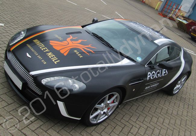 Aston Martin Vantage fully vinyl wrapped for Whitley Neill Gin/Pogues Irish Whiskey