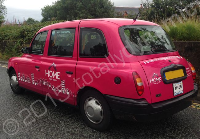 Taxi cabs vinyl wrapped for Home Estate Agents
