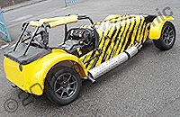 Caterham 7 wrapped in tiger stripe design by Totally Dynamic North London