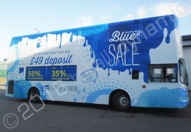 Double Decker Bus vinyl wrapped for STA Travel