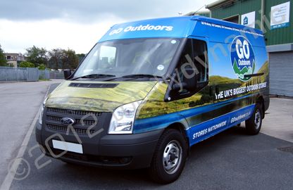 LWB Ford Transit fully wrapped in printed vinyl design by Totally Dynamic Leeds