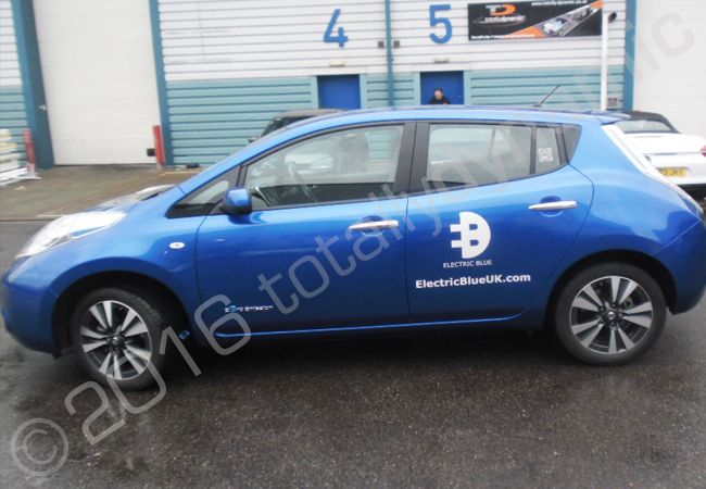 Nissan Leaf vinyl wrapped for Electric Blue