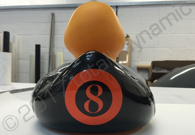 Plastic duck vinyl wrapped for No8 Thorpe Road
