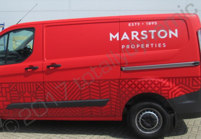 Ford Transit van vinyl wrapped for Marston Properties
