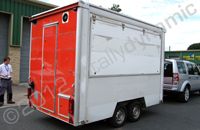 Small trailer fully vinyl wrapped in printed design by Totally Dynamic Leeds