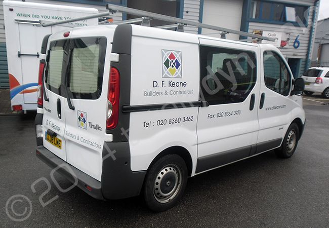 Renault Trafic fully vinyl wrapped in a printed design for D F Keane by Totally Dynamic North London