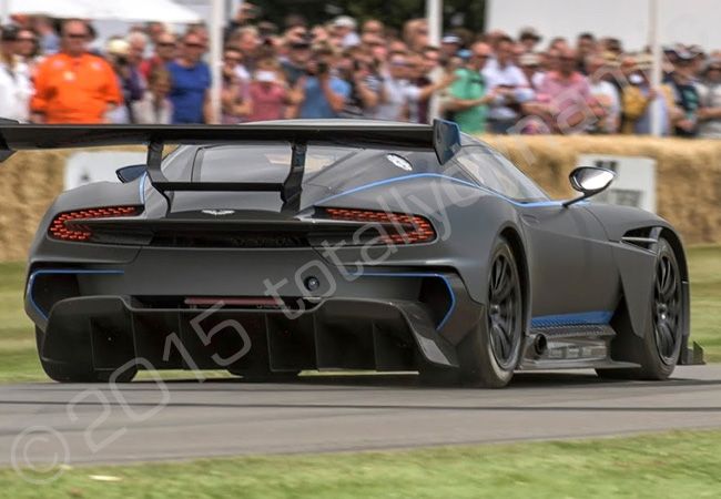 Aston Martin Vulcan fully vinyl wrapped by Totally Dynamic for Aston Martin in matt metallic grey with gloss blue vinyl accents