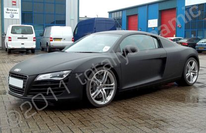 Audi R8 wrapped matte black by Totally Dynamic Southampton