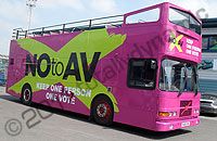 Double decker bus wrapped for No to AV by Totally Dynamic North London & Norfolk