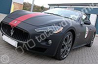 Maserati Granturismo wrapped matt black with matt red stripe by Totally Dynamic South London