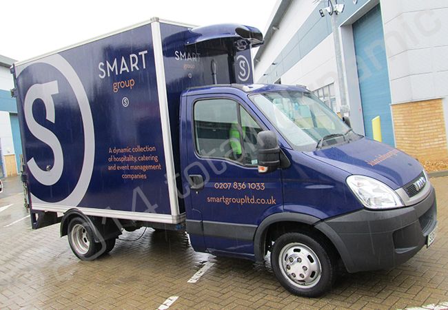 Iveco Luton Box Van fully vehicle wrapped in a printed design fore the Smart Group by Totally Dynamic South London