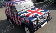 Land Rover Defender 90 wrapped for Jack Wills by Totally Dynamic North London