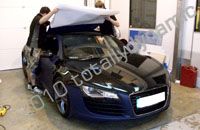 Audi R8 wrapepd matt blue by Totally Dynamic North London