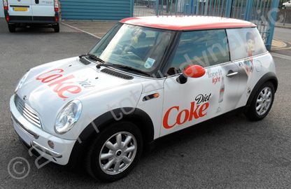 Mini wrapped in printed design for Coca Cola PR by Totally Dynamic North London