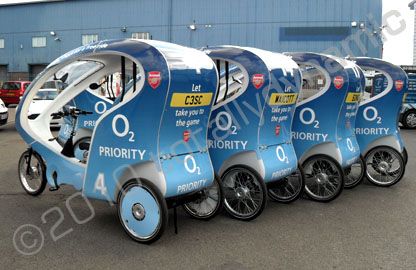 Rickshaws wrapped for O2 by Totally Dynamic North London