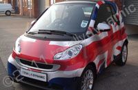 Smart Fortwo wrapped in printed Union Jack wrap by Totally Dynamic Lincoln