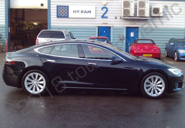 Tesla Model S wrapped in a matt metallic grey car wrap
