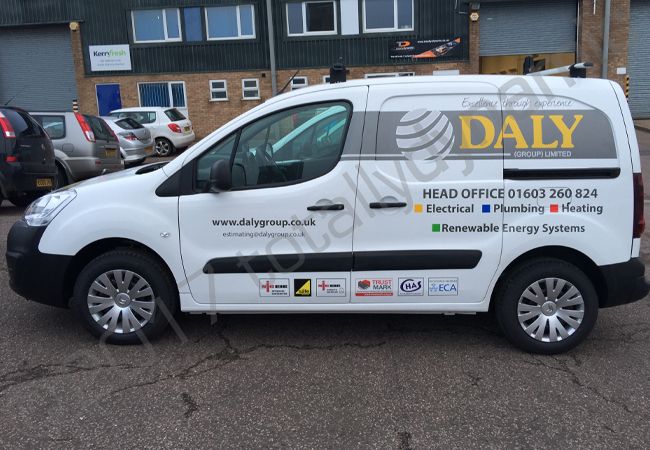 Citroen Berlingo with cut vinyl graphics for the Daly Group
