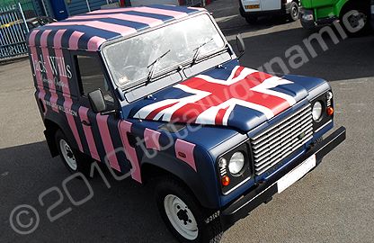 Land Rover Defender 90 wrapped for Jack Wills by Totally Dynamic North London