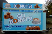 Catering trailer wrapped in full wrap for Go Donuts