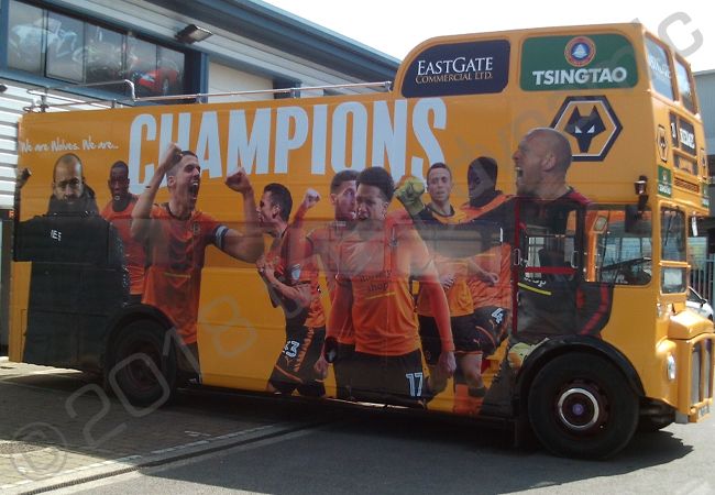 Double Decker Buses fully wrapped for Wolves FC