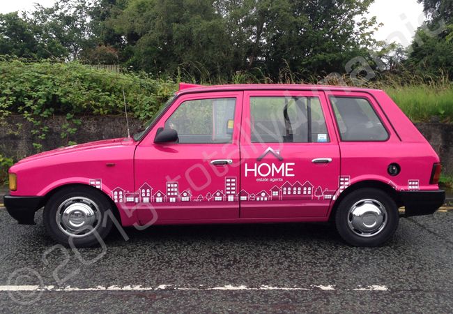 Taxi cabs vinyl wrapped for Home Estate Agents