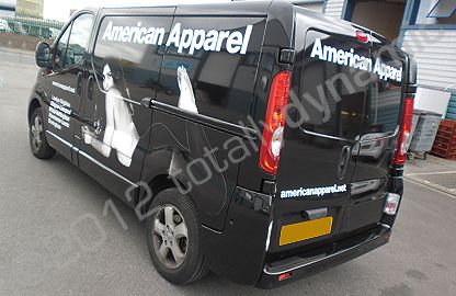 Vauxhall Vivaro Sportive van wrapped in gloss black vinyl with cut vinyl graphics overlaid by Totally Dynamic North London