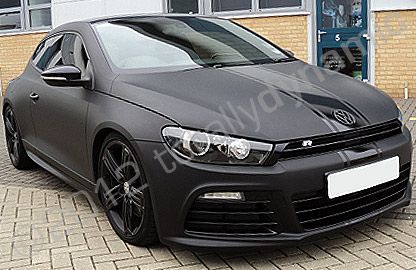 VW Scirocco fully wrapped in matt black with gloss black vinyl detailing by Totally Dynamic South London