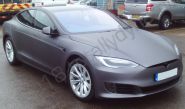 Tesla Model S wrapped in a matt metallic grey car wrap