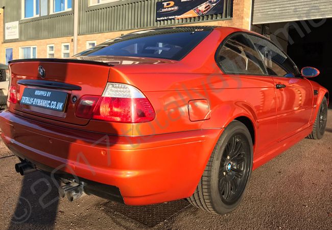 BMW M3 fully vinyl wrapped in gloss burnt orange