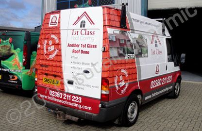 Ford Transit wrapped for 1st Class Roofing by Totally Dynamic Southampton