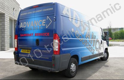 Fiat Ducato vans (2) wrapped for Advance Couriers by Totally Dynamic Leicester