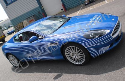 Aston Martin DB9 fully wrapped in Facebook competition winning printed design by Totally Dynamic North London