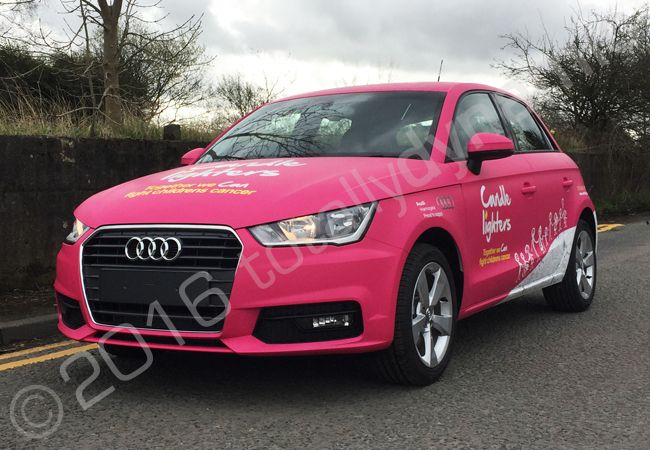 Audi A1 fully vinyl wrapped for Candle Lighters