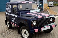 Land Rover Defender wrapped for Oxford and Cambridge rugby match by Totally Dynamic South London