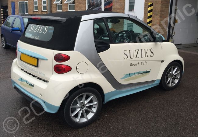 Smart 4 Two vinyl wrapped for Suzi's Beach Cafe