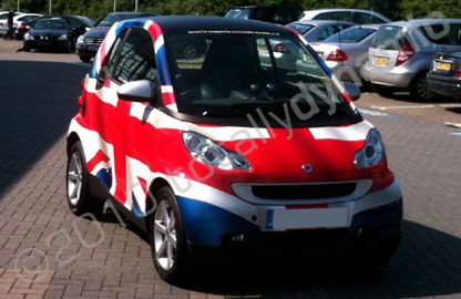 Smart Fortwo wrapped in printed Union Jack by Totally Dynamic Southampton