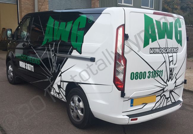 Ford Transit van vinyl wrapped for AWG Windscreens
