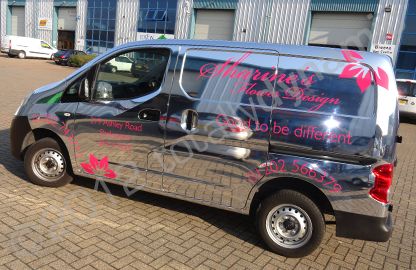 Nissan NV200 wrapped in chrome vinyl with cut vinyl graphics by Totally Dynamic Southampton