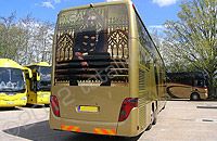 Tour Bus wrapped in metallic gold with print and cut graphics by Totally Dynamic South London