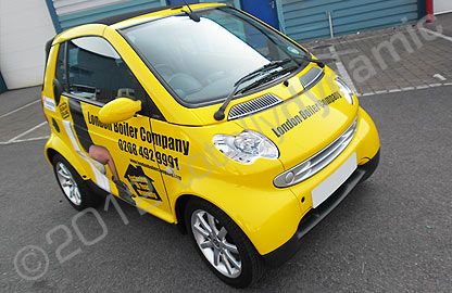 Smart FourTwo fully wrapped in printed design by Totally Dynamic North London