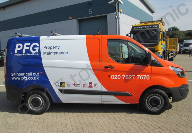 Ford Transit van vinyl wrapped for PFG