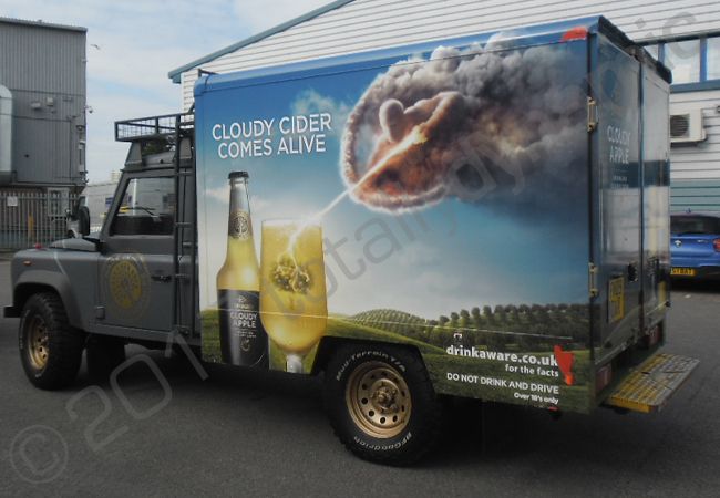 Modified Land Rover Defender vinyl wrapped for Strongbow