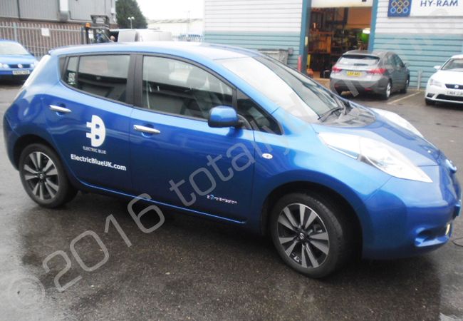 Nissan Leaf vinyl wrapped for Electric Blue