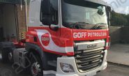 Volvo FM lorry cab vinyl wrapped for Goff Petroleum