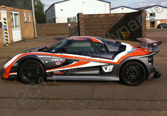 Noble M12 in a full motorsport vinyl car wrap