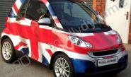 Smart Fortwo wrapped in printed Union Jack wrap by Totally Dynamic Lincoln