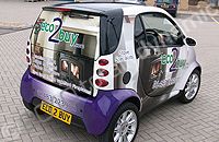 SmartforTwo wrapped with printed design by Totally Dynamic South London