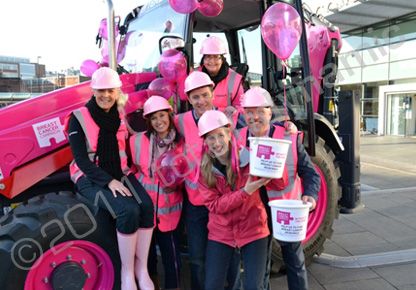 Terex Backhoe Digger wrapped in printed pink vinyl by Totally Dynamic North London