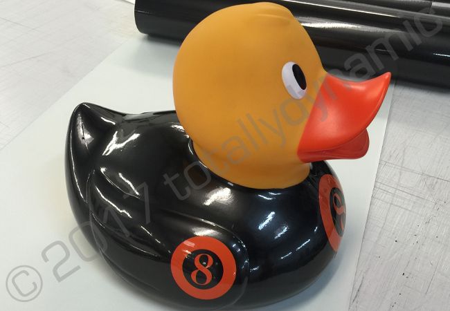 Plastic duck vinyl wrapped for No8 Thorpe Road